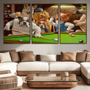 Dogs Playing Pool Canvas Wall Art Funny Gifts Dog Print