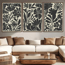 Modern Botanical Wall Art - Floral Black and White Canvas