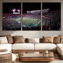 Ben Hill Griffin Stadium Night Game Triple Canvas Wall Art -
