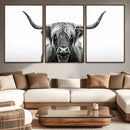 Highland Wall Art Canvas Print – Minimalist Black and White