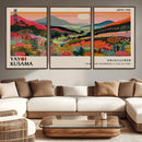 Yayoi Kusama Landscape Canvas Print, Vibrant Floral Mountain