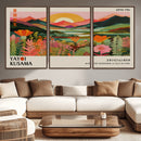 Framed Yayoi Kusama Print, Vibrant Floral Mountain Art