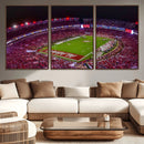 Bryant-Denny Stadium Night Game Triple Canvas Wall Art - by MyGreatCanvas | Canvas Wall Art Prints | Photo Prints & Wall Decor