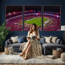 Bryant-Denny Stadium Night Game Triple Canvas Wall Art -