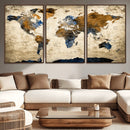 World Map Wall Art – Antique Style Blue and Brown Map Canvas by MyGreatCanvas | Canvas Wall Art Prints | Photo Prints & Wall Decor