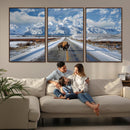 Bison Wall Art - Snowy Road Wall Art – Framed Mountain by MyGreatCanvas | Canvas Wall Art Prints | Photo Prints & Wall Decor
