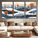 Abstract Winter Landscape Canvas Wall Art Print -  Large