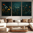 Framed Wildflower Field Wall Art, Framed Vintage Botanical