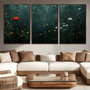 Wildflower Field Framed Wall Art, Vintage Botanical