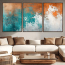 Vintage Abstract Print - Bold Teal and Orange Canvas Wall