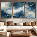 Large Abstract Print - Luxe Blue and Gold Abstract Canvas