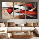 Abstract Wall Art - Modern Red and White Canvas Wall Art