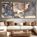 Abstract Blue and Gold Wall Art - Fluid Ink Artwork - Modern