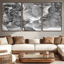 Black White Abstract Canvas Wall Art - Fluid Ink Artwork -
