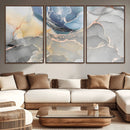 Large Abstract Blue and Gold Canvas Wall Art | Fluid Ink