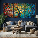 Yggdrasil Tree of Life Wall Art Print | Mosaic Style 3-Panel
