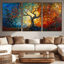 Yggdrasil Tree of Life Mosaic Stained Glass Wall Art Canvas,