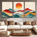 Southwest Mountain Wall Art Canvas Print – Boho Triptych