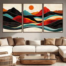 Western Wall Decor - Large Triptych Mountain Canvas - Boho