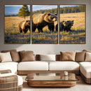 Grizzly Bear Family Wall Art Canvas Print – Majestic