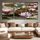 Lotus Flower Wall Art Canvas Print, Water Lily Large Wall
