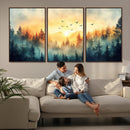 Sunrise Forest Wall Art – Framed Misty Pines Canvas Artwork by MyGreatCanvas | Canvas Wall Art Prints | Photo Prints & Wall Decor