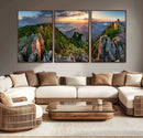 Mountain Sunset Panoramic Wall Art Canvas Print – Framed
