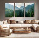 Misty Forest Mountain Wall Art Canvas Print – Framed Serene