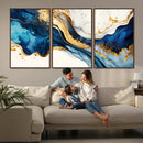 Blue Gold Flow Wall Art Canvas Print – Framed Marble Design by MyGreatCanvas | Canvas Wall Art Prints | Photo Prints & Wall Decor