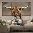 Texas Longhorn Wall Art Canvas Print – Brown Bull Rustic