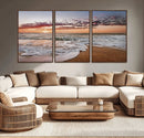 Ocean Sunset Wall Art Canvas Print – Framed Sandy Shore