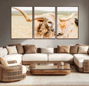 Texas Longhorn Wall Art Canvas Print – Framed Spotted Cow