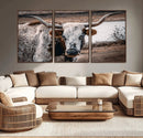 Texas Longhorn Wall Art Canvas Print – Framed Spotted Bull