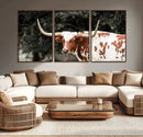 Texas Longhorn Wall Art Canvas Print – Framed Spotted Bull