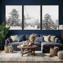 Snowy Ski Lift Wall Art – Framed Winter Forest Canvas by MyGreatCanvas | Canvas Wall Art Prints | Photo Prints & Wall Decor