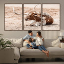 Texas Longhorn Wall Art – Framed Resting Bull Canvas by MyGreatCanvas | Canvas Wall Art Prints | Photo Prints & Wall Decor