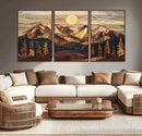 Wood Mountain Landscape Wall Art Canvas Print – Framed