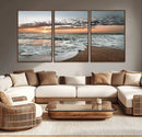 Ocean Sunset Wall Art Canvas Print – Framed Beach Waves