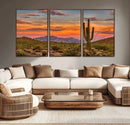 Saguaro Cactus Wall Art Canvas Print – Framed Arizona Sunset