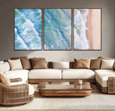 Aerial Ocean View Wall Art Canvas Print – Framed Soft Blue