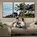 Tropical Coastline Wall Art Canvas Print – Framed Palm Tree