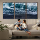 Black Beach Wall Art Canvas Print – Framed Aerial Ocean View
