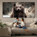 Brown Bear Wall Art Canvas Print – Framed Majestic Woodland
