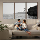 Jumping Wall Art Canvas Print – Framed Coastal Ocean Scene