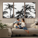 Palm Wall Art Canvas Print – Framed Monochrome Tropical
