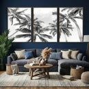 Black and White Palm Wall Art Canvas Print – Framed