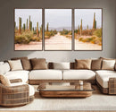 Desert Cactus Lined Road Wall Art Canvas Print – Framed by MyGreatCanvas | Canvas Wall Art Prints | Photo Prints & Wall Decor