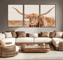 Longhorn Bull Wall Art Canvas Print – Framed Western Cow