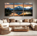 Mountain Sunset Wall Art Canvas Print – Framed Alpine