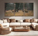 Deer Wall Art Canvas Print – Framed Rustic Wildlife Stags
